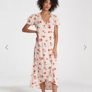 Billabong Floral Midi Dress in Cream and Red